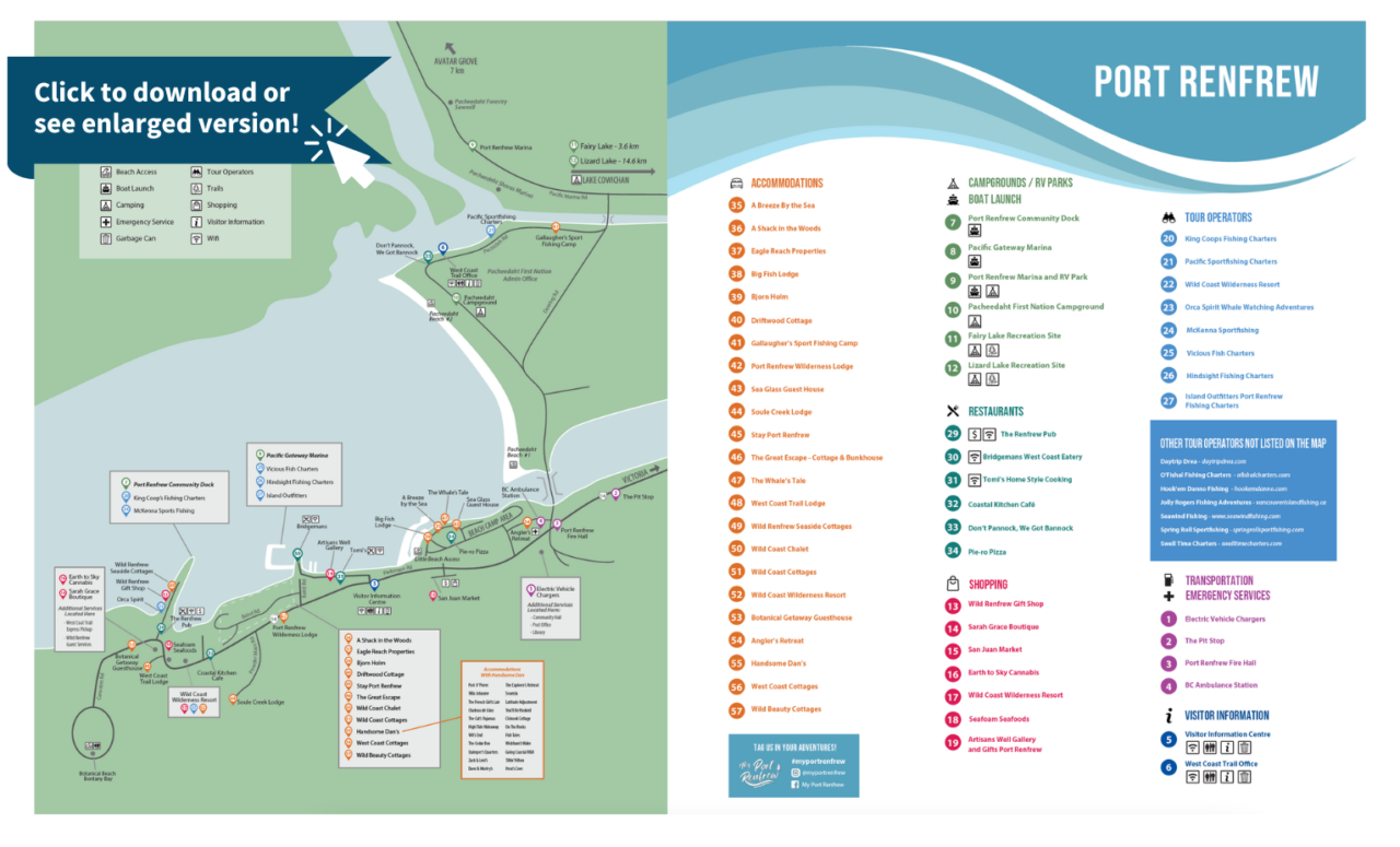 Official Map of Port Renfrew | Available by My Port Renfrew | Visitor ...